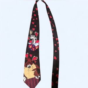 Warner Bros. Black Tie with Cartoon Heart Motif